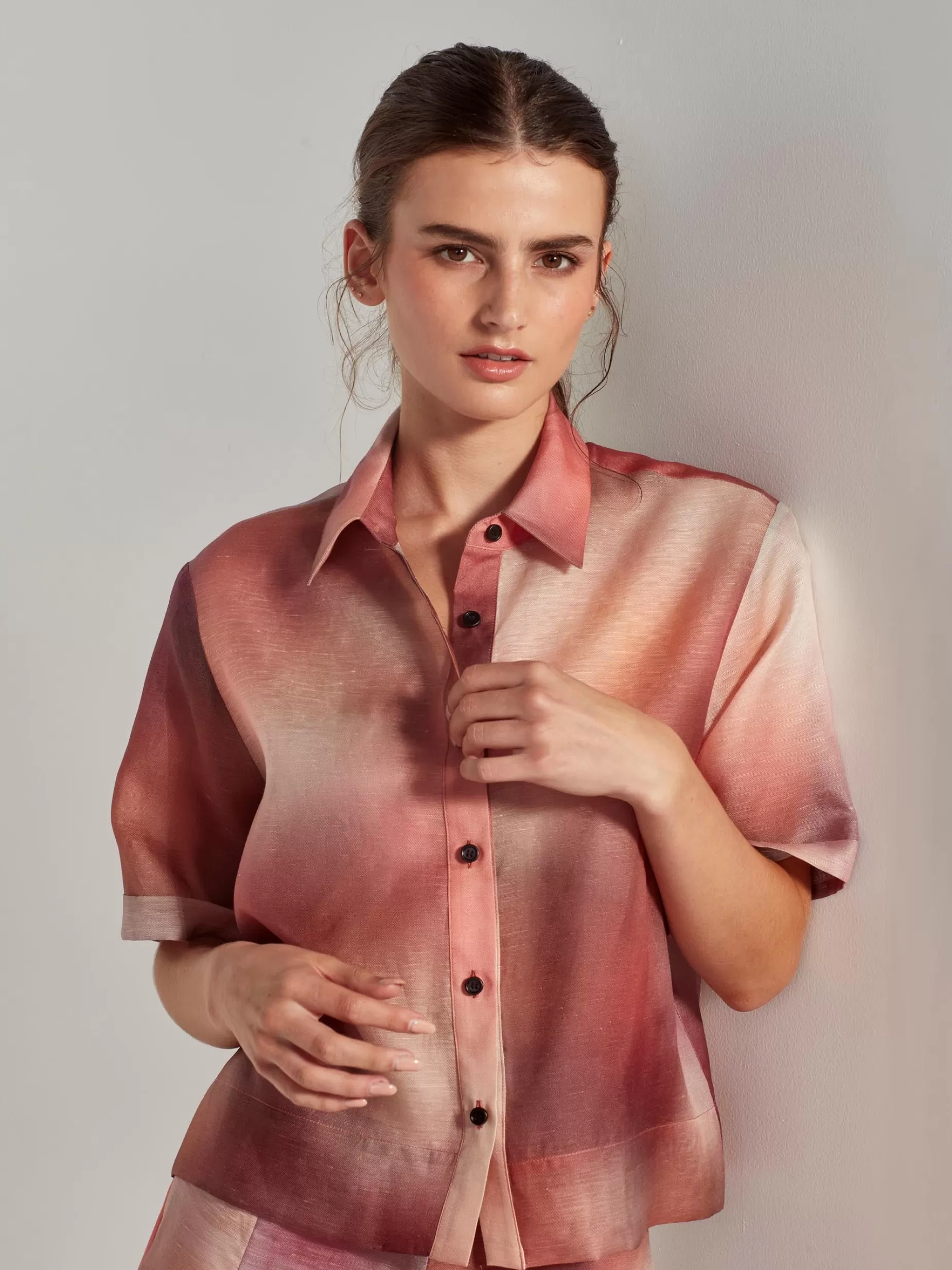 Women Juliette Hogan Everly Shirt Komorebi Linen Silk Organza