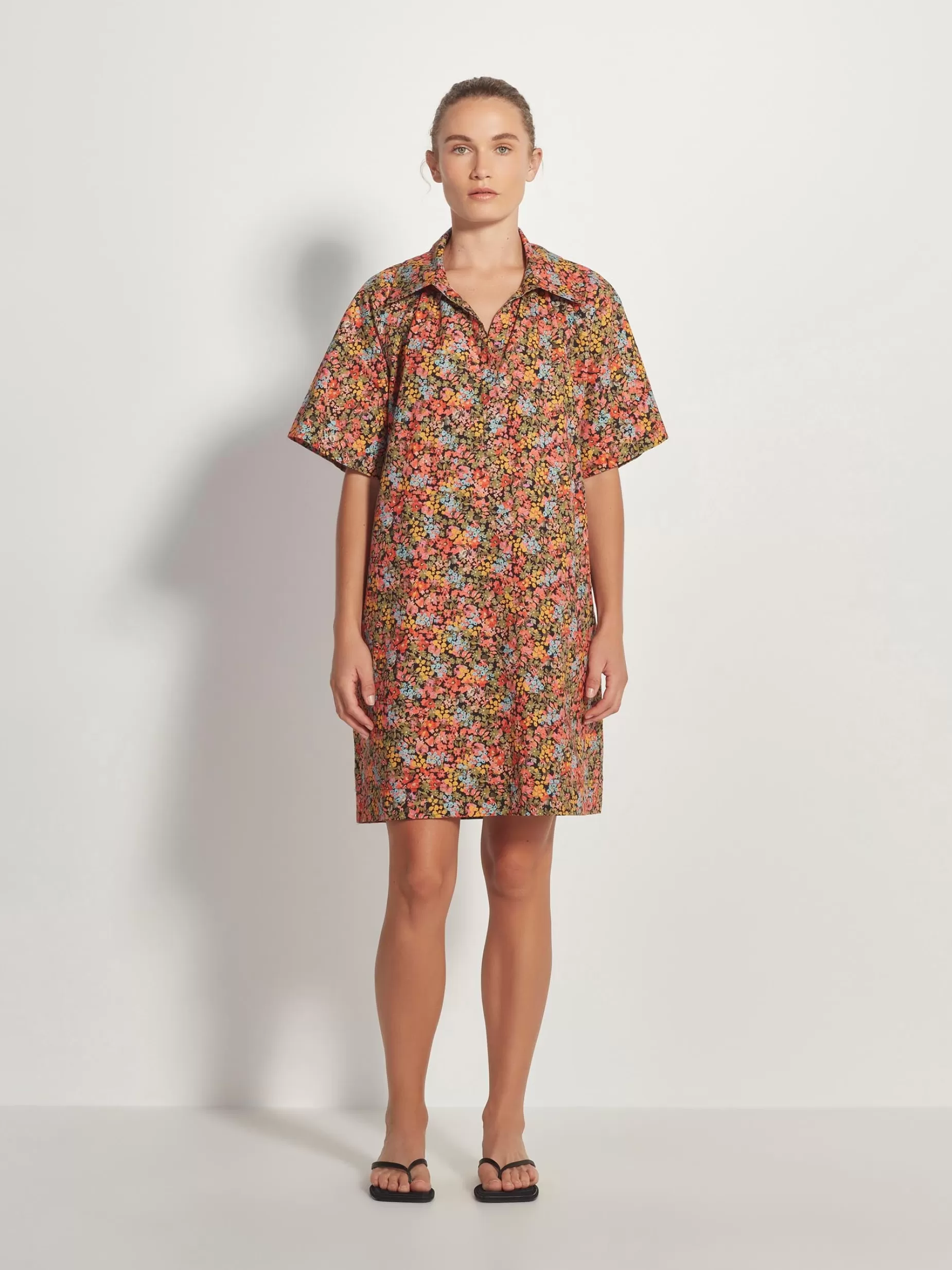 Women Juliette Hogan Rue Shirtdress Pop Floral Cotton