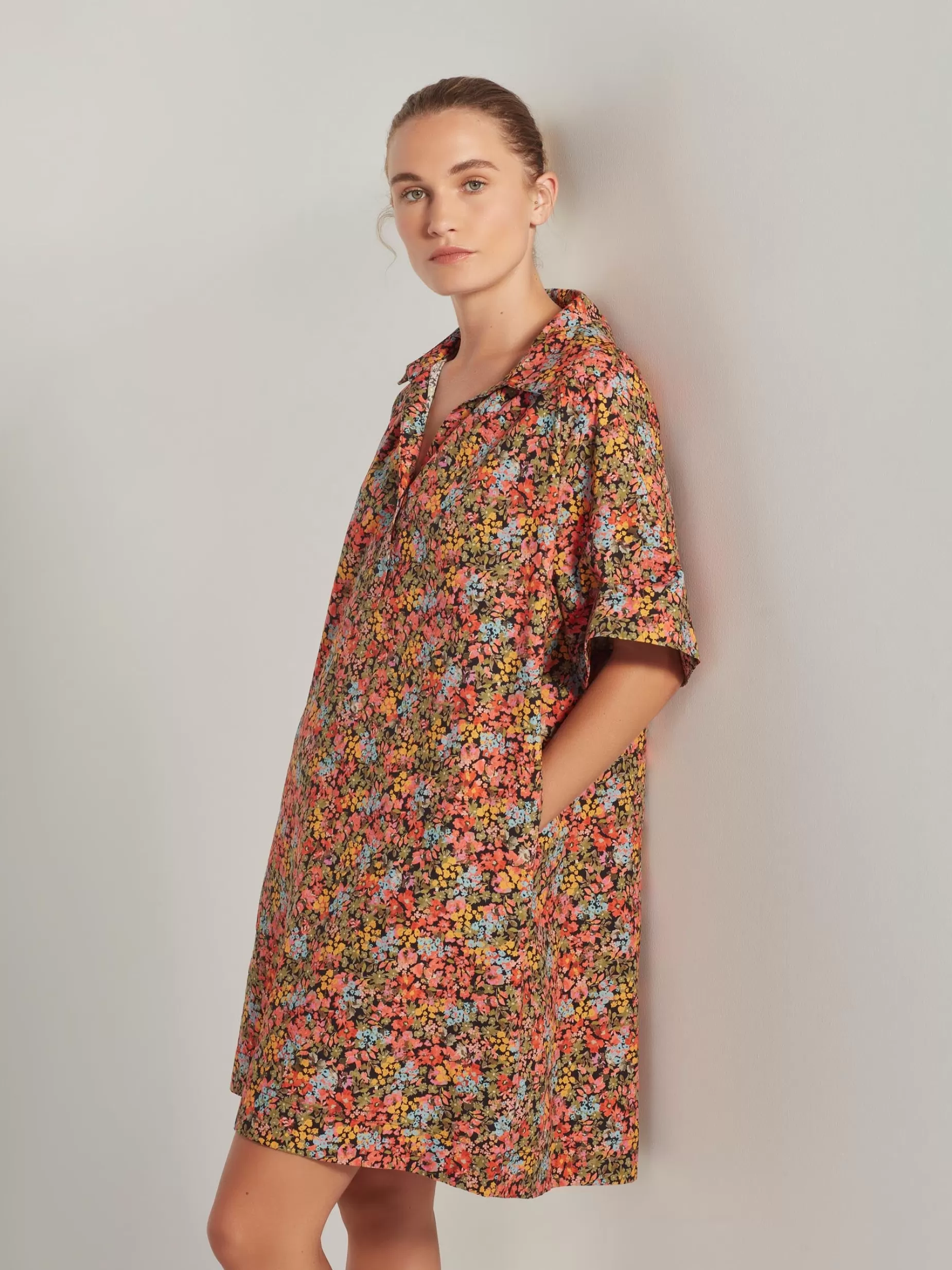 Women Juliette Hogan Rue Shirtdress Pop Floral Cotton